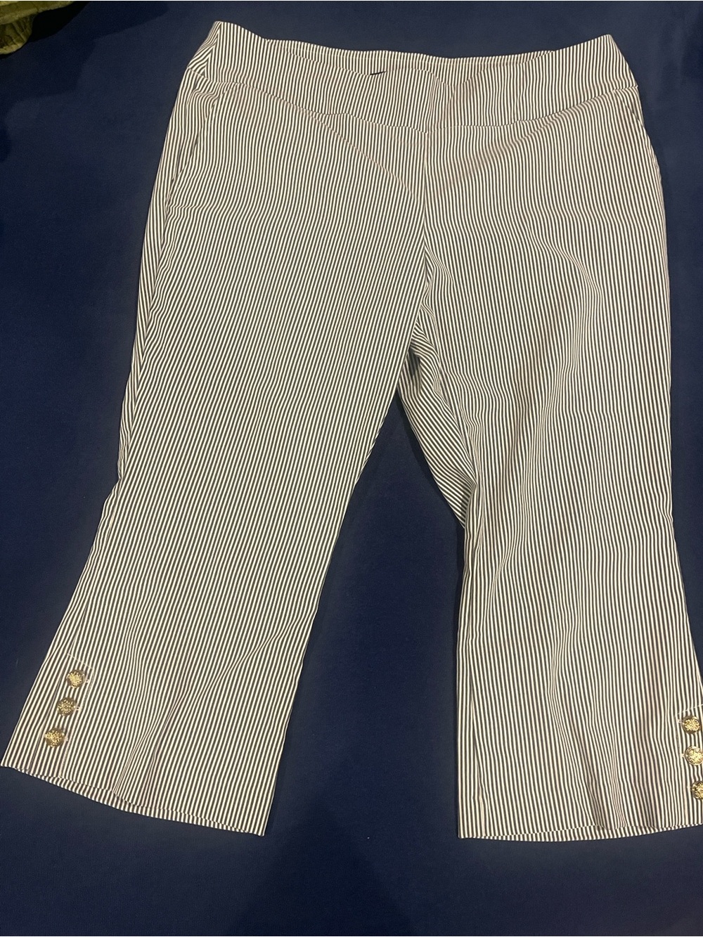 Counterparts White with Black Pinstripe Cropped Pants